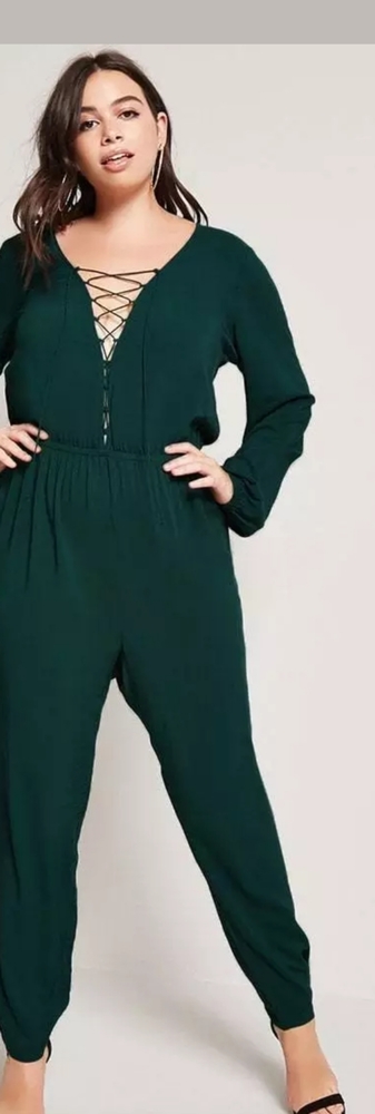 Forever 21 Plus Size Emerald  Drapey Jumpsuit